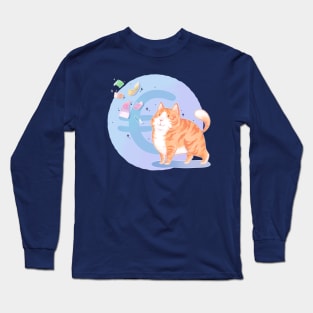 Euro-cat (version with blue background) Long Sleeve T-Shirt